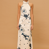 Midnight Ocean Halter Maxi  Dress