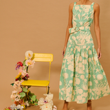 Seafoam Garden Sleeveless Dress with Belt