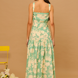 Seafoam Garden Sleeveless Dress with Belt