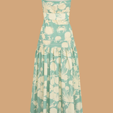 Seafoam Garden Sleeveless Dress with Belt