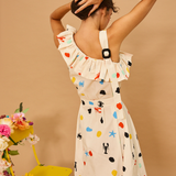Ocean Dot One Shoulder Maxi  Dress