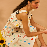 Ocean Dot One Shoulder Maxi  Dress