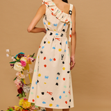 Ocean Dot One Shoulder Maxi  Dress