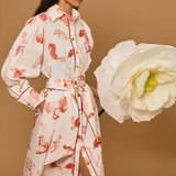 Coral Reef Belted Maxi Shirt Dress