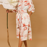 Coral Reef Belted Maxi Shirt Dress