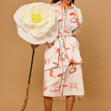 Coral Reef Belted Maxi Shirt Dress