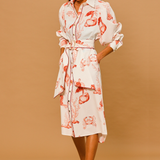 Coral Reef Belted Maxi Shirt Dress