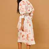 Coral Reef Belted Maxi Shirt Dress