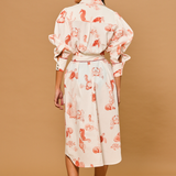 Coral Reef Belted Maxi Shirt Dress