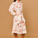 Coral Reef Belted Maxi Shirt Dress