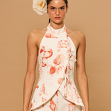 Coral Reef Lace Up Linen Top