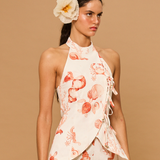 Coral Reef Lace Up Linen Top