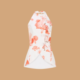 Coral Reef Lace Up Linen Top