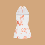 Coral Reef Lace Up Linen Top