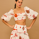 Shell Breeze Puff Sleeve Crop Top