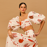 Shell Breeze Puff Sleeve Crop Top