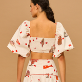 Shell Breeze Puff Sleeve Crop Top