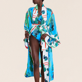 Blue Garden Long Kimono