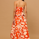 Coral Bloom Strapless Peplum  Dress