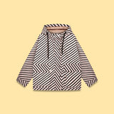 STRIPED HOODED RAIN COAT