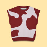 PRINTED CREW NECK KNIT VEST