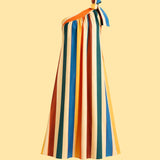 One-Shoulder Midi Dress With Bow Detail