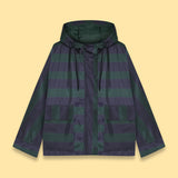 STRIPED HOODED RAIN COAT