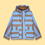 STRIPED HOODED RAIN COAT
