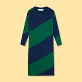 ROUND NECK KNITTED STRAIGHT LONG SLEEVE DRESS