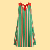Sleeveless V Neck Dress With Bow Detail