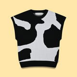 PRINTED CREW NECK KNIT VEST