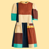 Puff Sleeve Dress With Pocket Detail