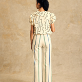 Short Sleeve Elastic Waist Blouse