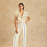 Short Sleeve Elastic Waist Blouse
