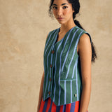 Sleeveless V-Neck Vest With Binding Detail
