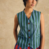 Sleeveless V-Neck Vest With Binding Detail