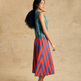 Elastic Waist Midi Skirt