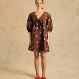 Puff Sleeve Dress With Tie Detail