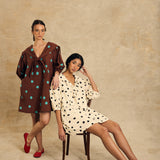 Puff Sleeve Dress With Tie Detail