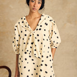 Puff Sleeve Dress With Tie Detail