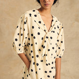 Puff Sleeve Dress With Tie Detail