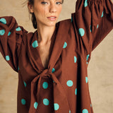 Puff Sleeve Dress With Tie Detail
