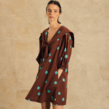 Puff Sleeve Dress With Tie Detail