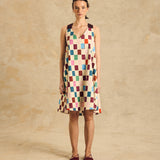 Sleeveless V Neck Dress With Bow Detail