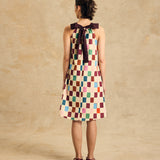 Sleeveless V Neck Dress With Bow Detail