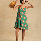 Sleeveless V Neck Dress With Bow Detail