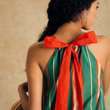 Sleeveless V Neck Dress With Bow Detail