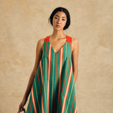 Sleeveless V Neck Dress With Bow Detail