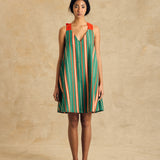 Sleeveless V Neck Dress With Bow Detail