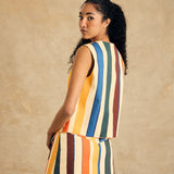 Sleeveless V-Neck Vest With Binding Detail